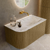 Mondiaz KURVE-DLUX Ensemble de meuble de salle de bains - 85x46x40cm - 1 tiroir - 1 porte - lavabo solid surface - droit - sans trou de robinet - Dusk SW1415460