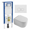 Toiletset QeramiQ Dely Swirl - 36,3x51,7cm - à fond creux - sans bride - réservoir encastré Geberit UP720 Duofix Sigma - assise de 35mm - plaque de déclenchement en métal blanc mat - boutons ronds - blanc mat SW1413905
