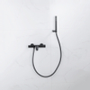 Fortifura Calvi Robinet de baignoire thermostatique avec douchette stick, support et flexible lisse Noir mat SW811956