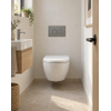 Pack WC QeramiQ Dely Swirl Compact - réservoir encastrable Geberit UP320 - avec bâti-support Burda - abattant 25 mm - plaque de commande en plastique gris clair - boutons ronds - blanc mat SW1595671