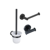 Fortifura Calvi Ensemble WC 3 pièces - porte-rouleau sans couvercle - brosse WC - patère double ronde - noir mat SW1248401