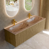 MONDIAZ KURVE-DLUX Meuble de salle de bains 140cm couleur Dusk avec 2 tiroirs et 0 portes. Lavabo STOR SMALL Double 2 trous de robinet Arena. SW1431420
