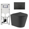 QeramiQ Dely Toiletset - 36.3x51.7cm - diepspoel - rimless - Geberit UP320 inbouwreservoir - met Burda frame - softclose toiletzitting - mat zwarte bedieningsplaat - ronde knoppen - mat zwart SW804616