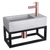 Differnz Ravo pack lave-mains – 38,5 x 18,5 x 25 cm – béton gris clair – robinet droit cuivre – avec cadre noir SW373219