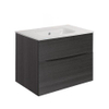 Crosswater Glide II Ensemble meuble de salle de bains - 70x45x52cm - 2 tiroirs - sans poignée - fermeture en douceur - steelwood - sans trou de robinet - blanc SW892052