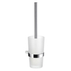Smedbo Air ensemble brosse WC - 11,9x38cm - à suspendre - Laiton massif Chrome/Verre mat SW10971