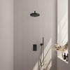 BRAUER Stripe Douche de tête thermostatique encastrable - 3 voies - rectangulaire - SET 13 - pomme de douche 25cm - bras mural droit - douchette sur barre - flexible de douche - coude de raccordement mural - noir mat SW1435141
