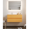 MONDIAZ VICA Badkamermeubelset - 100cm - 2 lades - wasbak Moon links - 1 kraangat - solid surface ocher SW411080
