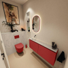 MONDIAZ TURE-DLUX Meuble toilette - 120cm - Fire - EDEN - vasque Opalo - position gauche - sans trou de robinet SW1104297