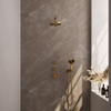 Brauer Gold Carving Ensemble de douche pluie encastré - douche principale 20cm - 3 boutons avec relief - bras mural droit - douchette ronde 3 positions - PVD - or brossé SW715523