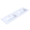 Arcqua Mira Inbouw Wastafel - 161x46x1.5cm - dubbele wasbak - 2 kraangaten - cast marble - mat wit SW1581384