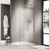 Fortifura Galeria Paroi de douche à l'italienne - 110x200cm - paroi en verre arrondie - droite - verre mat - bras de fixation mural - laiton brossé PVD (Or) SW1426466