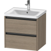 Duravit Ketho 2 Meuble sous-lavabo - 2 tiroirs - 58.4x45.5x54.9cm - poignées anthracite - chêne terra mat SW773058