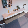 Mondiaz ALAN-DLUX Ensemble de meuble - 200cm - meuble Smoke mat - 2 tiroirs - Lavabo Cloud Ostra suspendu - vasque gauche - 1 trou de robinet SW807400
