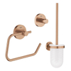 GROHE Essentials Ensemble d’accessoires de toilettes 3 pièces avec porte-balai de toilettes, patère et porte-rouleau de papier toilette sans clapet warm sunset SW529065