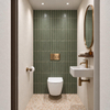 Adema Salina 2.0 Ensemble de toilettes - 48.5x36x32cm - cuvette profonde - sans bride de rinçage - réservoir encastré QeramiQ - softclose - quickrelease - abattant de toilettes - plaque de commande en métal cuivré - boutons ronds - blanc SW1474589