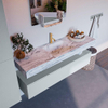 Mondiaz ALAN-DLUX Ensemble de meuble - 150cm - meuble Clay mat - 1 tiroir - Lavabo Cloud Glace suspendu - vasque Centre - 1 trou de robinet SW806208