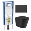 QeramiQ Dely Toiletset - 36.3x51.7cm - diepspoel - rimless - Geberit UP720 inbouwreservoir - softclose toiletzitting - bedieningsplaat mat antraciet - ronde knoppen - met Burda frame - mat zwart SW1428200