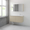 Bruynzeel Matera badmeubelset 56.5x120x50cm 1 kraangat 1 wasbak 4 lades met spiegelkast met softclose composite natuur eiken SW384454 Bruynzeel Matera badmeubelset 56.5x120x50cm 1 kraangat 1 wasbak 4 lades met spiegelkast met softclose composite natuur eiken SW384454