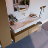 Mondiaz ALAN-DLUX Ensemble de meuble - 130cm - meuble Oro mat - 2 tiroirs - Lavabo Cloud Frappe suspendu - vasque Centre - 0 trous de robinet SW804724