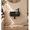 QeramiQ Fuente pack lave-mains – demi-rond – 40 x 21,5 x 12 cm – perçage à droite – robinet noir mat SW1232796