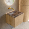 MONDIAZ KURVE-DLUX Meuble de salle de bains 50cm couleur Oak avec 1 tiroir et 0 porte. Lavabo GRUNNE Central sans trou de robinet Sombra. SW1433522