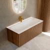 MONDIAZ KURVE-DLUX 100cm Meuble salle de bain - couleur Walnut - 1 tiroir - vasque BIG MEDIUM centre - 1 trou de robinet - couleur Ostra SW1137880