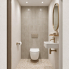 Adema Salina 2.0 Ensemble WC - 48.5x36x32cm - cuvette profonde - sans rebord de rinçage - réservoir encastré QeramiQ - softclose - quickrelease - abattant WC - plaque de commande taupe en matière synthétique - boutons ronds - blanc SW1474577