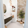 Mondiaz JOYA 111.6cm toiletmeubel - ronding rechts kleur Shadow - Wastafel FAYE positie Links Zonder kraangat kleur Talc. SW1421447