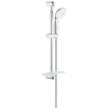 GROHE New Tempesta 100 Ensemble barre de douche - 60cm - douchette ronde - 3 types de jets - flexible de douche lisse - avec porte-savon - chrome/blanc SW108111