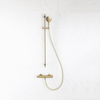 FugaFlow Eccelente Sobrado Ensemble de douche barre curseur avec douchette ronde, flexible lisse et robinet de douche Laiton brossé PVD SW1124007