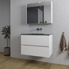 Adema Chaci Ensemble de meuble - 80x46x55cm - 1 vasque en céramique noire - sans trous de robinet - 2 tiroirs - armoire de toilette - blanc mat SW856579