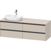 Duravit Ketho 2 meuble sous-lavabo avec plan de console avec 4 tiroirs pour vasque à poser à gauche 160x55x56.8cm avec poignées anthracite taupe mat SW772975
