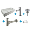 FortiFura Calvi Pack Lave-mains - 1 trou de robinet - droite - robinet Inox - Blanc SW968219