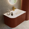 Mondiaz KURVE-DLUX Ensemble de meuble de salle de bains - 75x46x40cm - 1 tiroir - 1 porte - vasque solid surface - droite - 1 trou de robinet - Ruby SW1415611