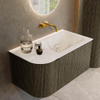 Mondiaz KURVE-DLUX Ensemble de meuble de salle de bains - 85x46x40cm - 1 tiroir - 1 porte - lavabo solid surface - à droite - sans trou de robinet - Shadow SW1414319