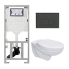 Adema Classico Toiletset - inbouwreservoir -toiletpot -basic toiletzitting - bedieningsplaat rechthoekige knoppen antraciet mat - glans wit SW1164249