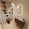 MONDIAZ TURE-DLUX Meuble toilette - 80cm - Rust - EDEN - vasque Glace - position gauche - sans trou de robinet SW1103516
