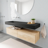 MONDIAZ ALAN 150cm badmeubel onderkast washed oak 2 lades Vrijhangende wastafel cloud links zonder kraangat kleur urban SW408620 MONDIAZ ALAN 150cm badmeubel onderkast washed oak 2 lades Vrijhangende wastafel cloud links zonder kraangat kleur urban SW408620