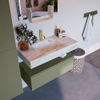 Mondiaz ALAN-DLUX Ensemble de meuble - 90cm - meuble Army mat - 1 tiroir - Lavabo Cloud Frappe suspendu - vasque Centre - 1 trou de robinet SW805397