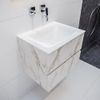 MONDIAZ VICA Badkamermeubelset - 60cm - 2 lades - wasbak Cloud midden - 0 kraangaten - solid surface carrara marmer SW410276