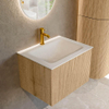 MONDIAZ KURVE 60cm Meuble salle de bain - couleur Oak - 1 tiroir - vasque CLOUD centre - 1 trou de robinet - Talc SW1138142