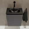 MONDIAZ TURE Toiletmeubel 40x23x50cm met 0 kraangaten 1 deuren dark grey mat Wastafel Eden midden Solid Surface Zwart SW475272