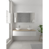 Bruynzeel Giro badmeubelset 49x150x46cm 2 wasbakken 2 lades met spiegelkast met softclose composite glans wit SW384338 Bruynzeel Giro badmeubelset 49x150x46cm 2 wasbakken 2 lades met spiegelkast met softclose composite glans wit SW384338