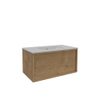 Saniclass Holz Frame Meuble de salle de bain - 80x45x40cm - lavabo en céramique blanc - 1 vasque - sans trous de robinet - 1 tiroirs - Chêne Natural SW1437763