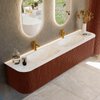 Mondiaz KURVE-DLUX Ensemble de meuble de salle de bains - 200x46x40cm - 2 tiroirs - 2 portes - vasque solid surface - double - 2 trous de robinet - Ruby SW1415779
