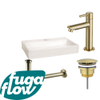 FugaFlow Eccelente Arredo Pack Lave-mains - 38x7x24cm - 1 trou de robinet - céramique - robinet Laiton brossé - Blanc SW1125331