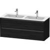 Duravit Ketho.2 Wastafelonderbouwkast - met 2 laden - voor dubbele wastafel - 128x48x55cm - met grepen antraciet - eiken zwart mat SW772004
