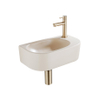 QeramiQ Fuente Ensemble de lavabo - 40x21.5x12cm - droit - lisse - demi-rond - 1 trou de robinet - céramique - robinet de lavabo laiton brossé - bouchon de vidange - siphon abaissé - beige SW1232824