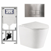 QeramiQ Dely Toiletset - 36.3x51.7cm - diepspoel - rimless - Geberit UP320 inbouwreservoir - met Burda frame - softclose toiletzitting - steel bedieningsplaat - rechtehoekige knoppen - mat wit SW804609